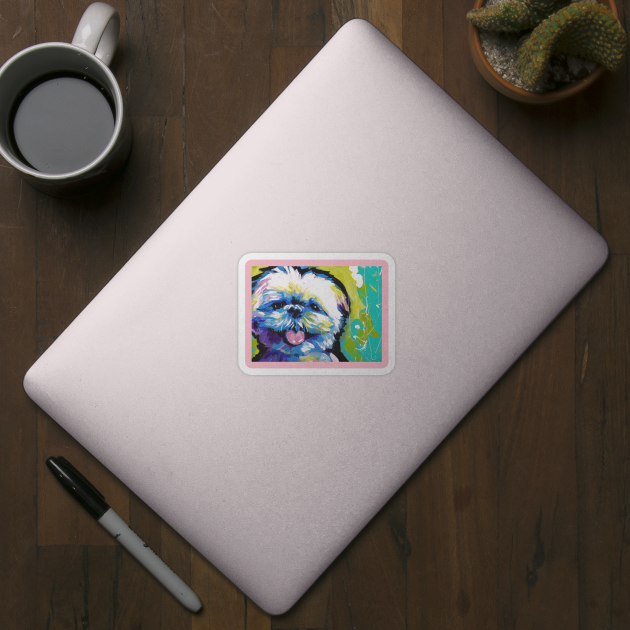 Shih Tzu Bright colorful pop dog art by bentnotbroken11